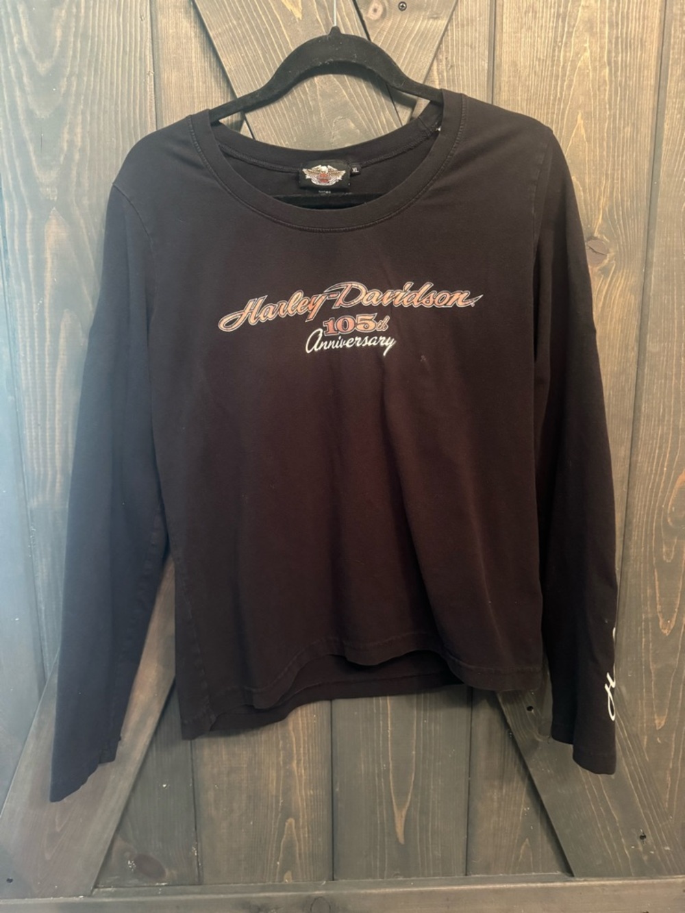Harley-Davidson Black Long Sleeve Anniversary Tee with Gold Script